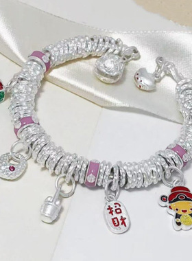 2026新款厂家直销如意福星财神盘缠多宝手镯称心烧蓝珐琅手饰批发