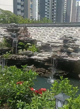 中式假山造景石花园鱼池景观