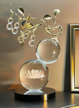 轻奢福禄双全水晶母子葫芦摆件