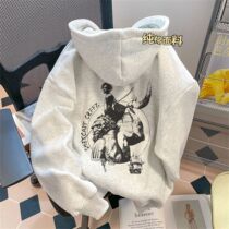 Pure cotton boomer card European and American American retro high street figure printed Lianhood Mens and womens autumn and winter casual loose jacket