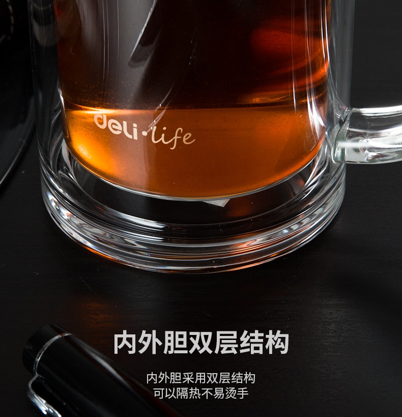 得力文具8988/8989随手随行玻璃杯水杯304食品级茶杯泡茶杯男便携 - 图3