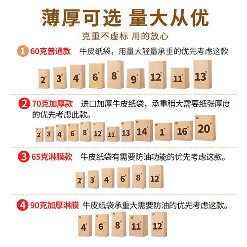 食品包装打包纸袋一次性防油收纳肯德基汉堡面包外卖牛皮纸袋定做 - 图1