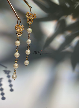 蜀梦阁古风汉服耳钩流苏珍珠耳饰
