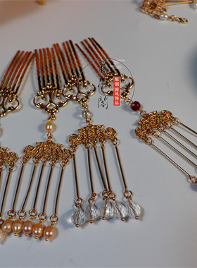 蜀梦阁明制唐宋发簪摄影两只珍珠