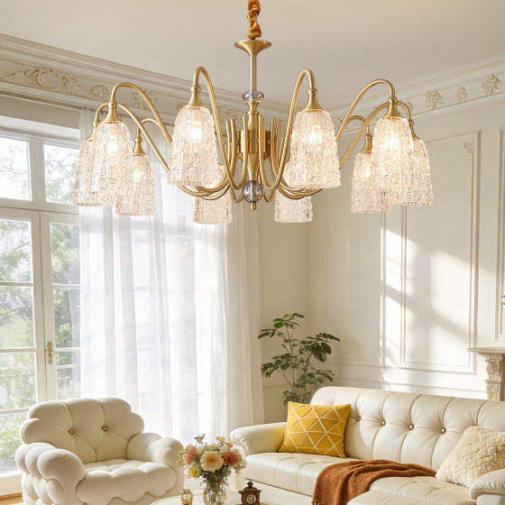 Muting all-copper French-American villa living room large chandelier