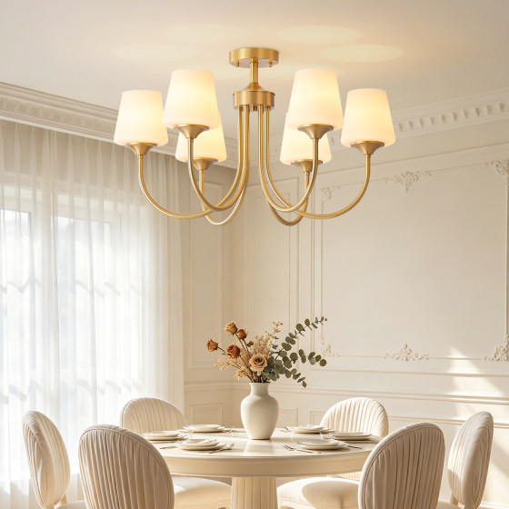 American living room chandelier light luxury retro French all-copper lamp