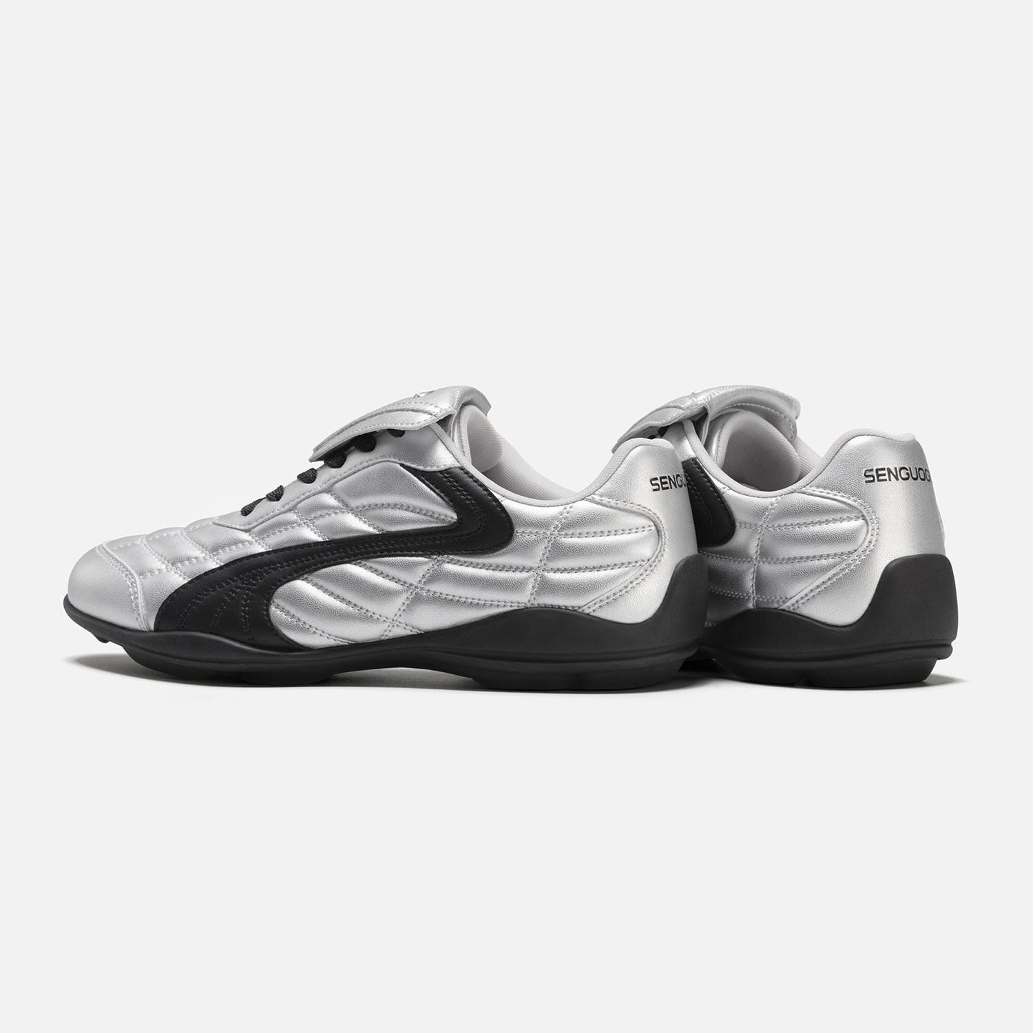 森果果 足球鞋/银色德训鞋男女同款2025冬季新款复古休闲运动鞋子,淘宝优惠券,粉丝福利购,淘宝优惠卷