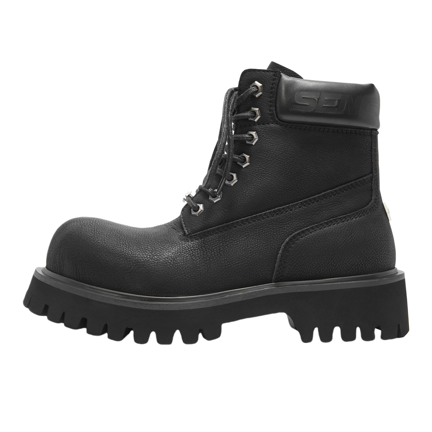 森果果 经典款黑色马丁靴男高帮2025冬季增高厚底户外大头靴子男 - 图3