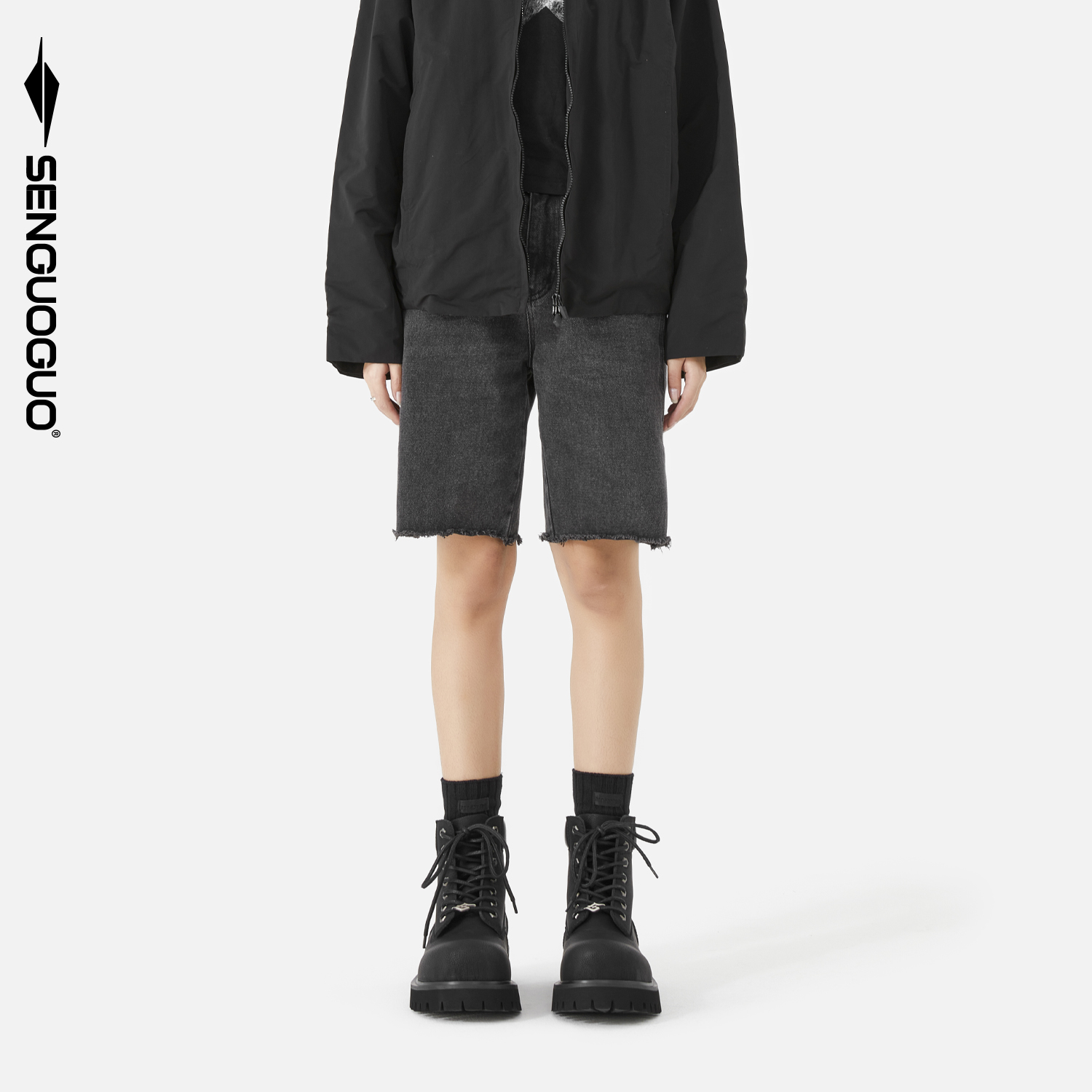 森果果 经典款黑色马丁靴男高帮2025冬季增高厚底户外大头靴子男 - 图0