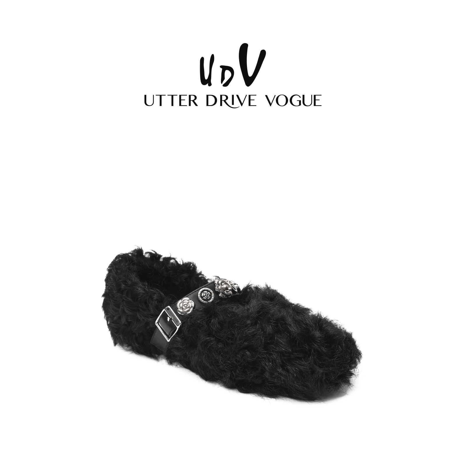 UDV舒适毛毛鞋女2025秋冬新款保暖一字带玛丽珍鞋外穿平底单鞋 - 图2