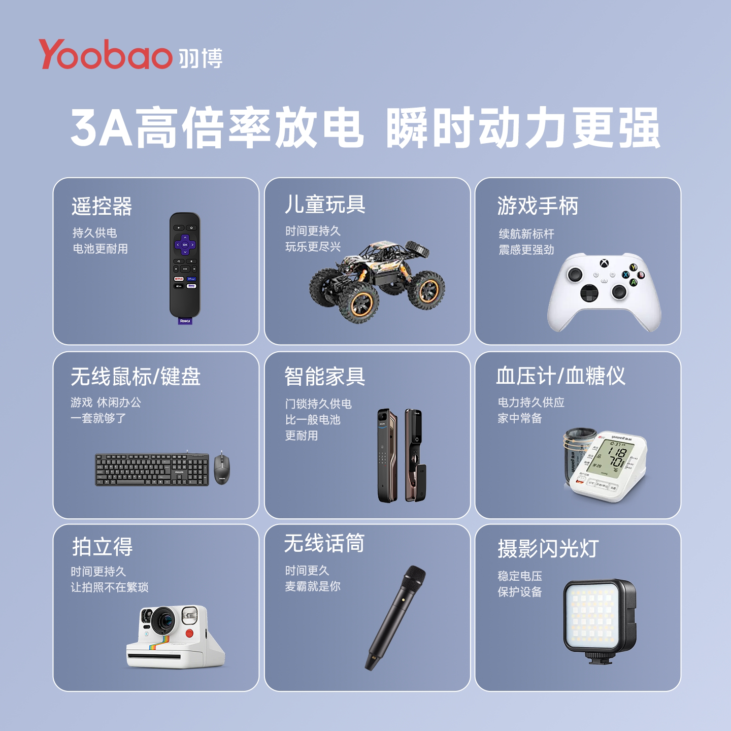羽博充电电池5号7号锂电池五号七号充电器恒压1.5V大容量KTV话筒玩具遥控器鼠标键盘智能门锁游戏手柄通用
