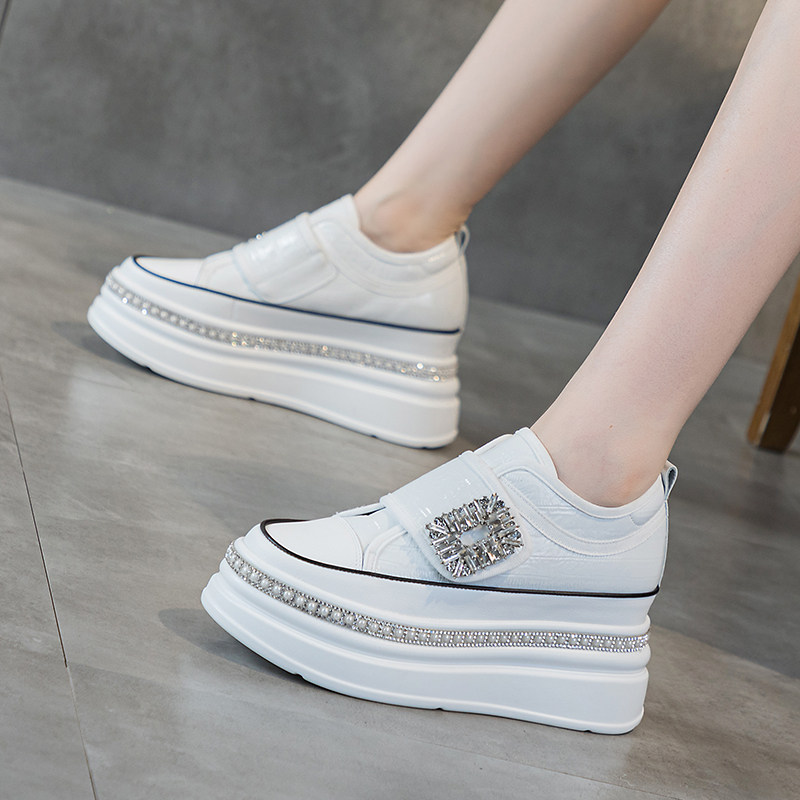 内增高小白鞋女秋季2025新款百搭真皮水钻厚底小个子运动休闲板鞋,淘宝优惠券,粉丝福利购,淘宝优惠卷