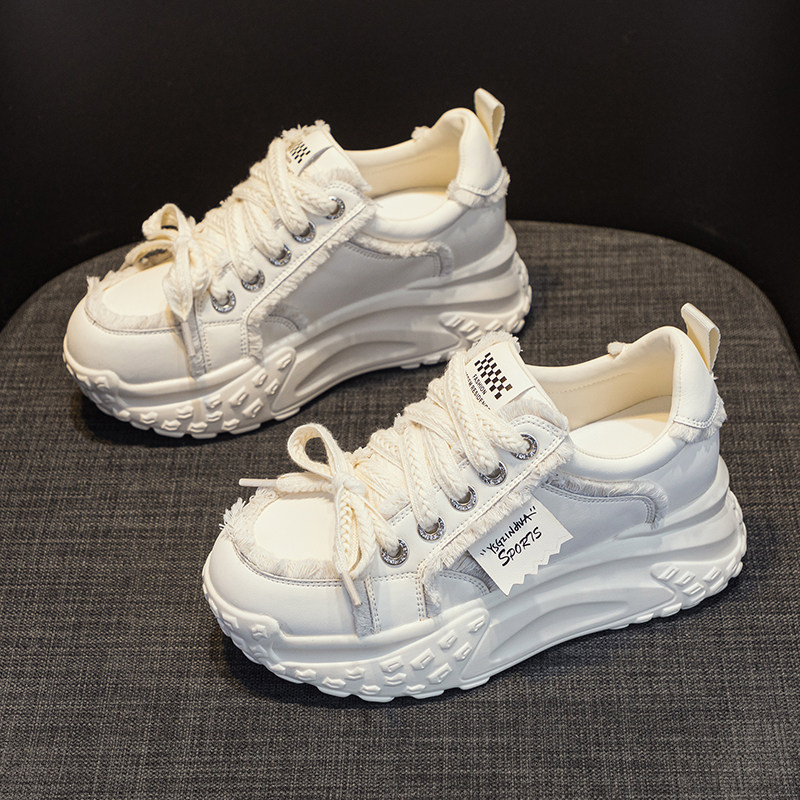 真皮内增高小白鞋女2025爆款新款秋季厚底松糕休闲运动老爹鞋子潮,淘宝优惠券,粉丝福利购,淘宝优惠卷