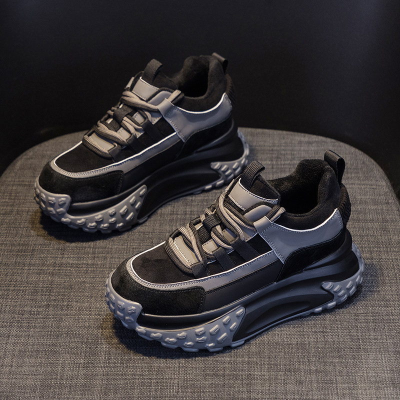 厚底松糕老爹鞋女2025新款秋冬季真皮加绒小个子增高休闲运动棉鞋,淘宝优惠券,粉丝福利购,淘宝优惠卷