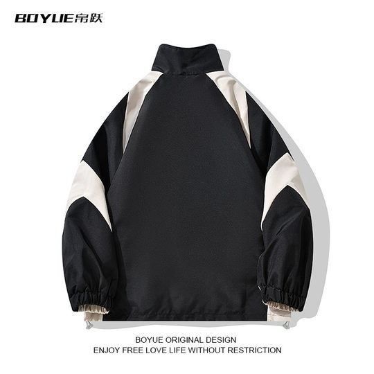 BOYUE帛跃撞色拼接冲锋外套港风秋冬运动工装机能ins风衣夹克男女