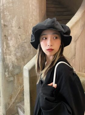 云朵帽山本暗黑小众绸缎面料