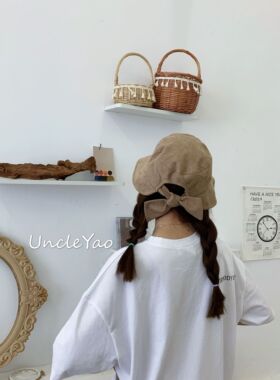 姚叔叔转身少女心风后背渔夫帽