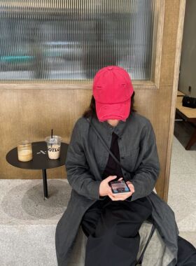 戴韩国百搭水洗做旧彩色棒球帽子