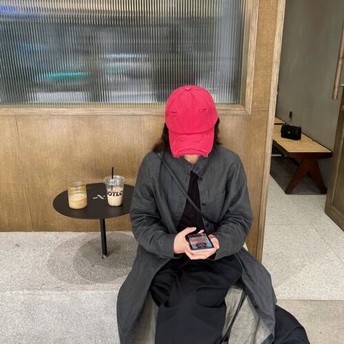 姚叔叔/推荐人手一顶~敲好戴！韩国百搭水洗做旧彩色割破棒球帽子 - 图1
