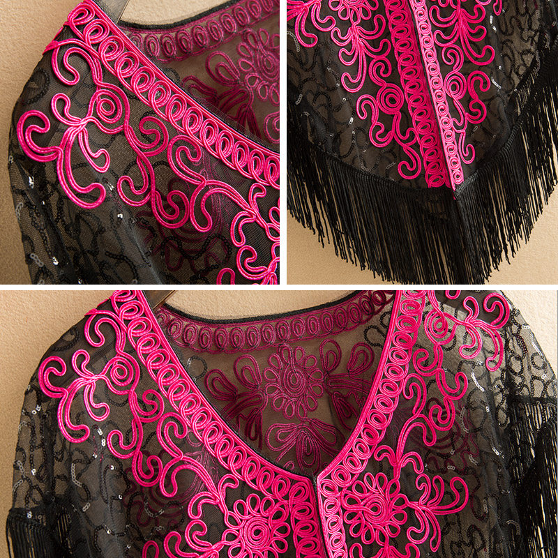 夏季披风中国风流苏盘花网纱小外搭 蓝思梦服饰短外套