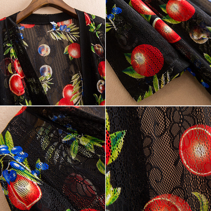 夏季新品中长款七分袖开衫是搭蕾丝 蓝思梦服饰短外套