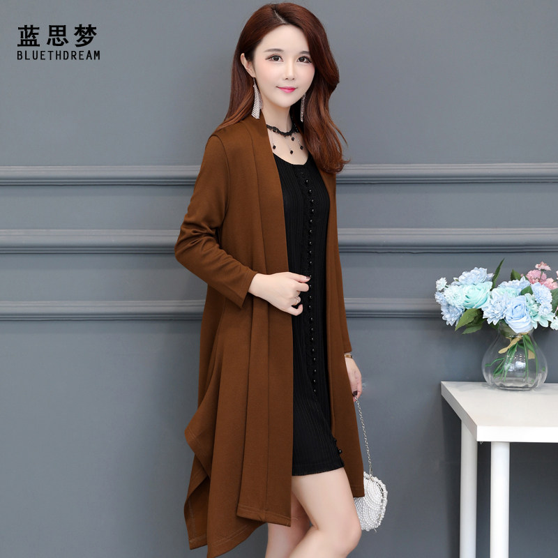 秋季中长款长袖开衫百搭妈妈装秋 蓝思梦服饰短外套