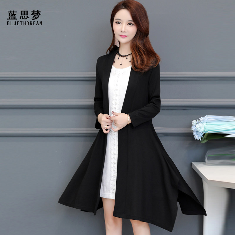 秋季中长款长袖开衫百搭妈妈装秋 蓝思梦服饰短外套