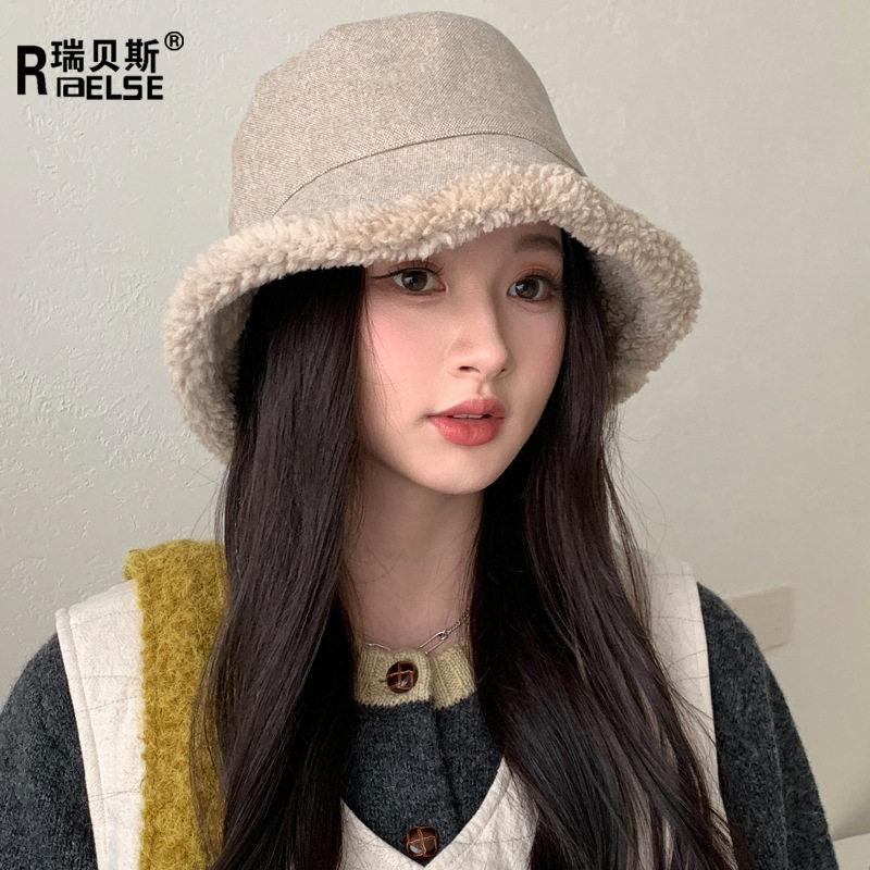 新款双面渔夫帽羊羔毛骑车护耳帽子保暖百搭绑带盆帽防风帽子女款,淘宝优惠券,粉丝福利购,淘宝优惠卷