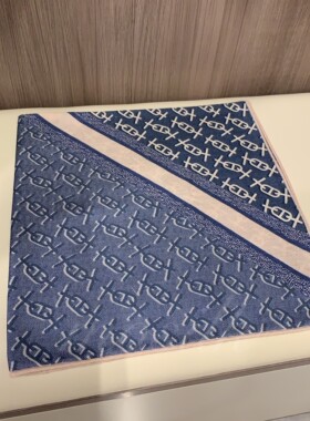 拼色猪鼻锁链 显白蓝色系丝毛围巾 减龄桑蚕丝绵羊毛百搭围巾女