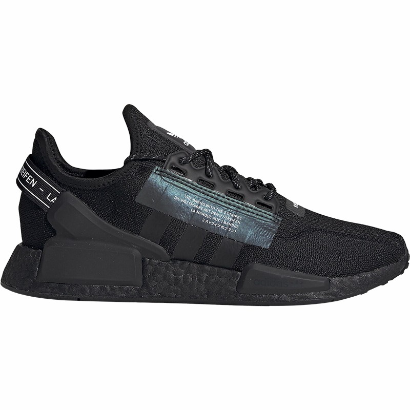 Adidas/阿迪达斯正品三叶草 NMD R1 V2 黑魂彩虹男子跑步鞋FW1961