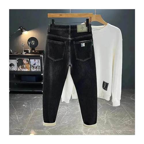 瑞晓服装精品秋冬新款加绒加厚e水洗牛仔裤男潮牌时尚轻奢百搭弹 - 图3