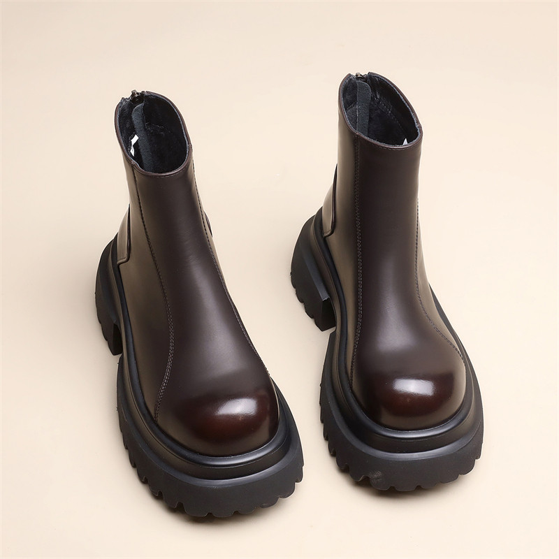 厚底增高切尔西短靴女2025冬季新款圆头英伦风洋气爆款烟筒马丁靴,淘宝优惠券,粉丝福利购,淘宝优惠卷