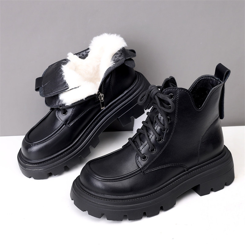 厚底防水雪地靴女2025新款冬季加绒加厚短靴保暖防滑马丁靴小码34,淘宝优惠券,粉丝福利购,淘宝优惠卷