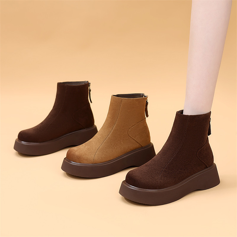 厚底增高切尔西短靴女2025冬季新款圆头英伦洋气显瘦马丁靴小码34,淘宝优惠券,粉丝福利购,淘宝优惠卷