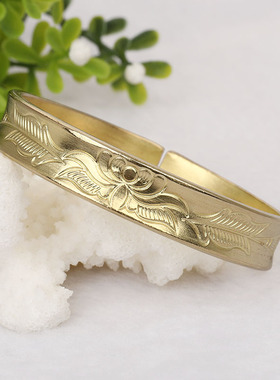 铜手镯女实心凹面加厚流行饰品