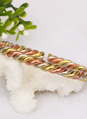 铜手镯三色扭花民族饰品流行手圈