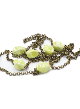 长款手工黄色毛衣项链