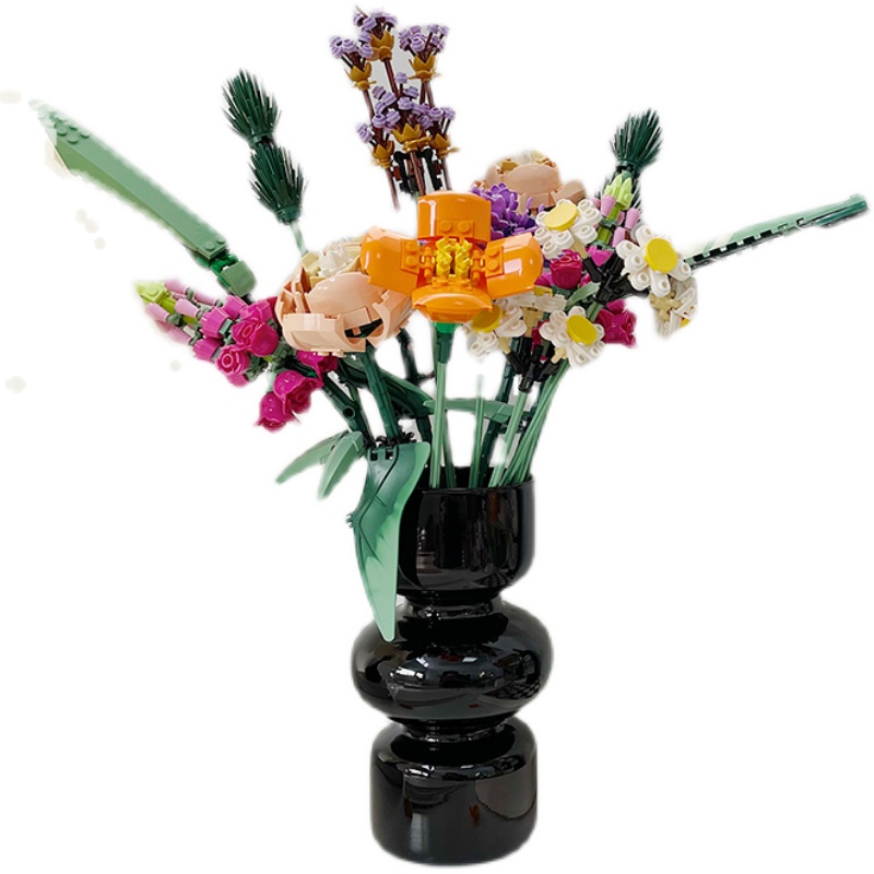 乐高花束花瓶10280积木简约陶瓷玻璃摆件玫瑰桌面装饰情人节礼物-图3