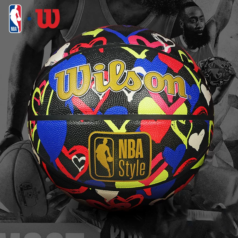Новый баскетбол Wilson Wilsheng NBA для indoor и outdoor соревнований тренировочный PU взрослый баскетбол №7 любовь черный золотой