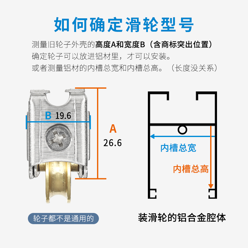 2个装757型铝合金门窗滑轮788窗户不锈钢轴承滚轮推拉门移门轮子 - 图2