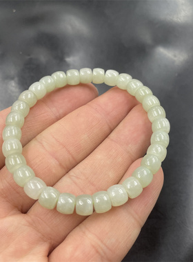 华夏美玉 天然正品和田玉老型珠手链 女款小号和田玉算盘珠手串