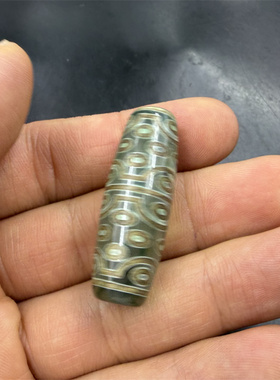 华夏美玉 40毫米绿色36眼天珠玛瑙勒子 筒珠