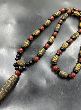 华夏美玉 藏式复古天珠玛瑙毛衣链 西藏老玛瑙项链 特价