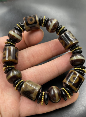 天珠玛瑙手链一线老玛瑙手串