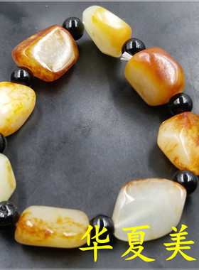 枣红皮手串和田玉原石