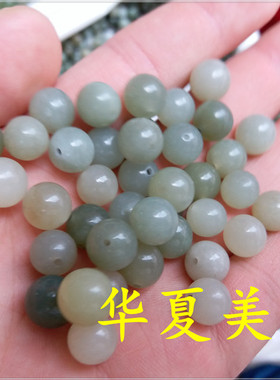 华夏美玉 天然正品和田玉圆珠散珠 青白玉珠子散批 特价
