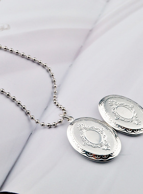 银镀金项链可放相片坠子