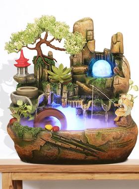 喷泉工艺办公室内盆景假山流水