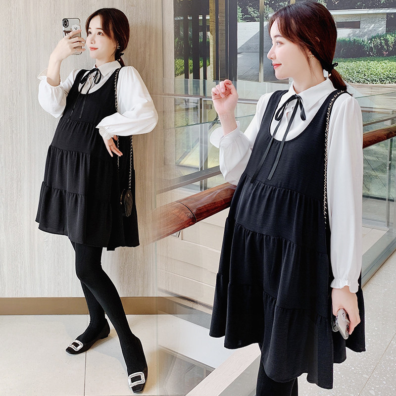 孕妇秋装时尚款外出早秋秋季连衣裙 资兰连衣裙