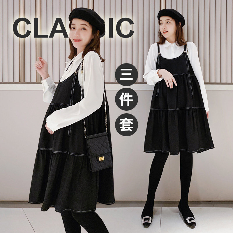 孕妇洋气秋装时尚款两件套连衣裙 资兰连衣裙